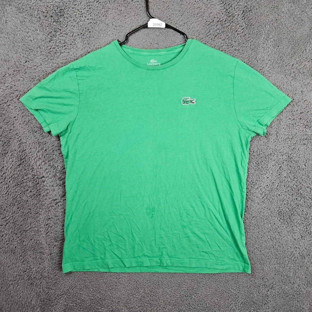 Lacoste Mens Green Crew Neck Short Sleeve Cotton T-Shirt Size 7 XL